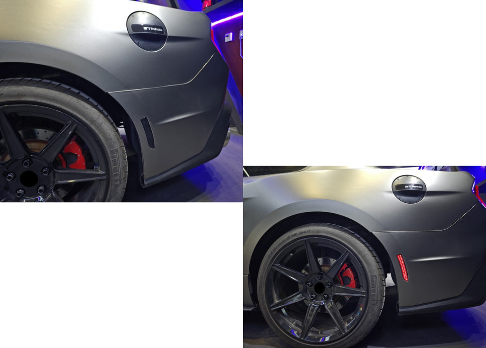 Smoke Lens Amber/Red LED Front + Rear Side Marker Light Kit For Ford 24+ Mustang