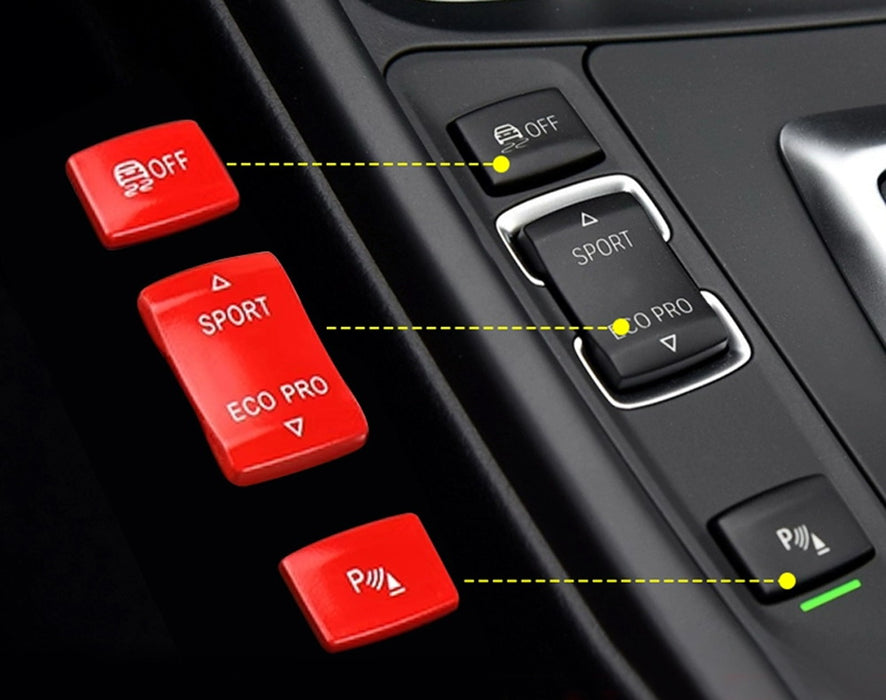 4pc M-Sport Red Center Console Button Cap Replacement Set For BMW 1 2 3 4 Series