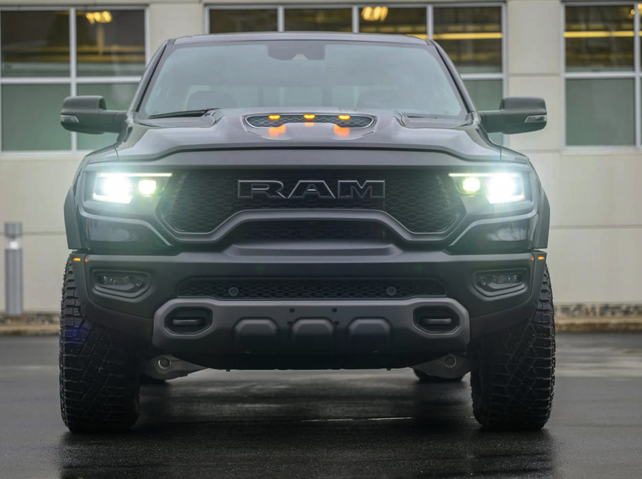 Smoked Lens Amber Full LED Hood Scoop Clearance Marker Lights For 21-up RAM TRX