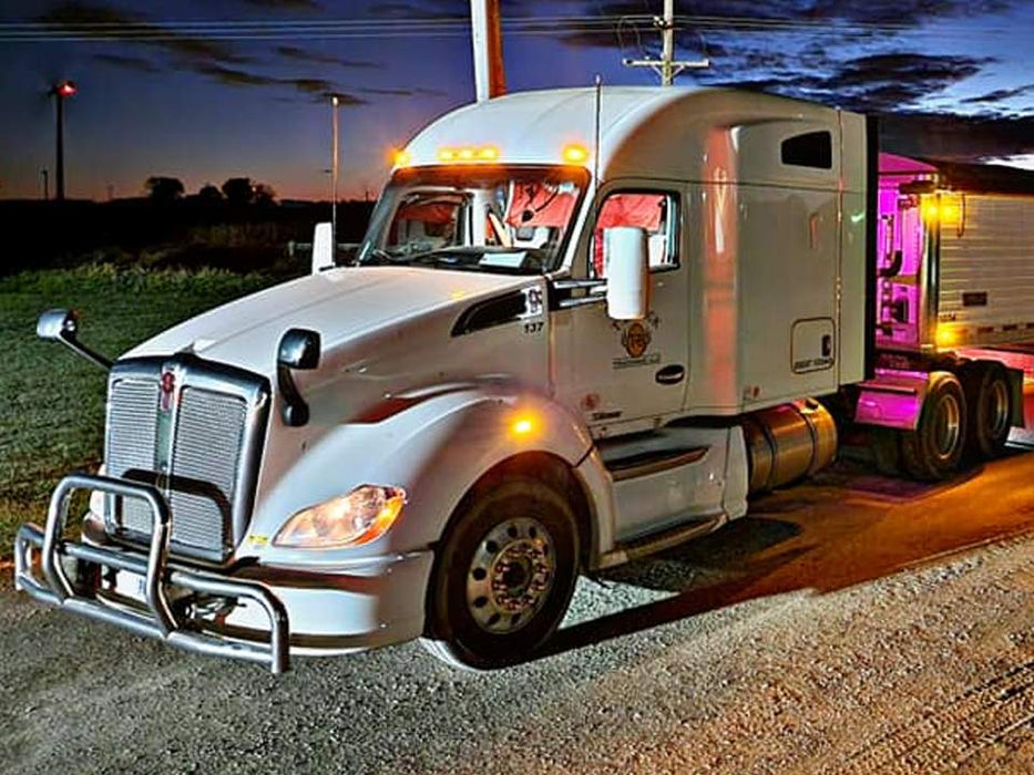 Clear Lens White/Amber LED Fender Side Markers For Kenworth Txxx, Peterbilt 567