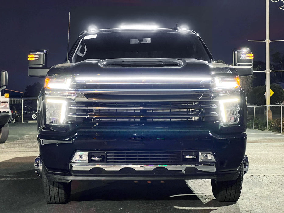 Black-Out White Full Strip 3D LED Cab Roof Light Kit For 20+ Silverado Sierra HD