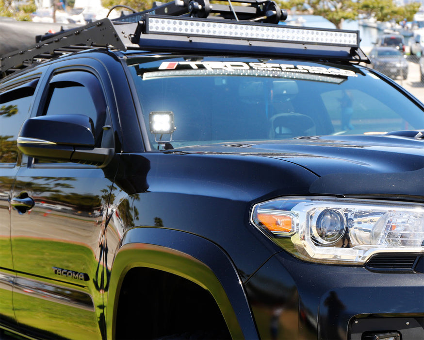 Hood Hinge A-Pillar LED Pod Ditch Light Bracket Mount For Toyota 2016-23 Tacoma