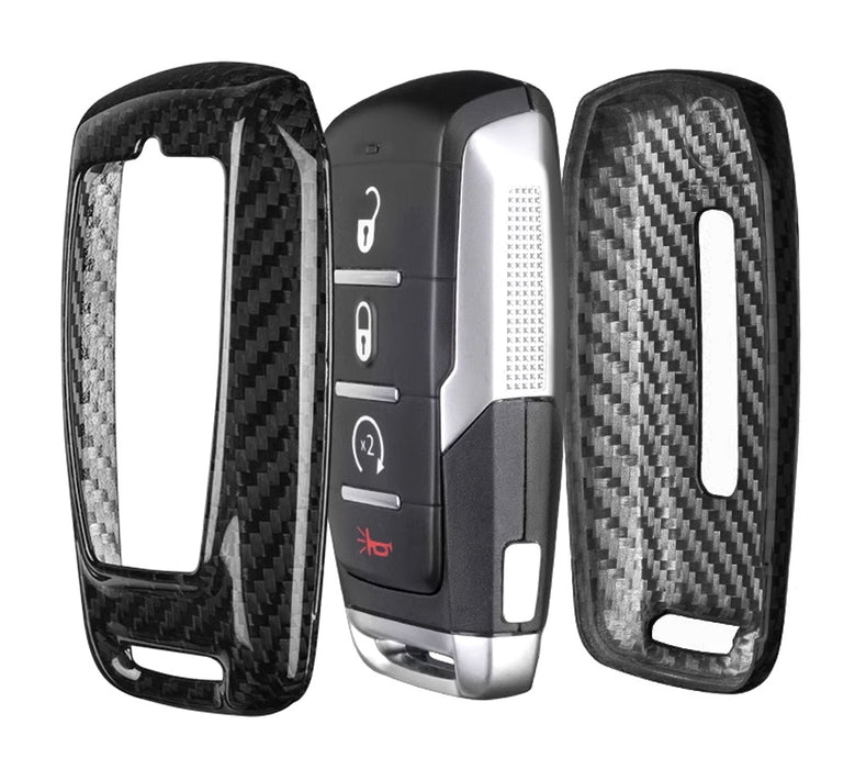 Gloss Black Genuine Carbon Fiber Key Fob Cover For 19-up RAM 1500 TRX 2500 3500