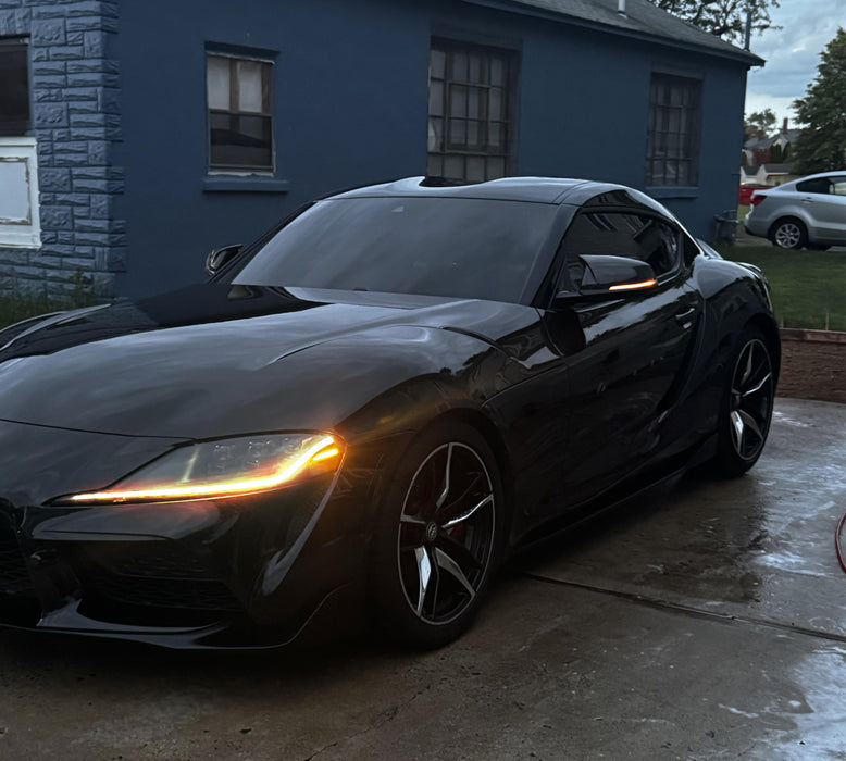 Smoke Full LED Strip Sequential Blink Side Mirror Lights For GR Supra & G29 Z4