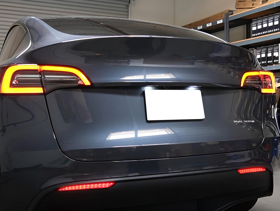 Dark Red Lens Full LED Rear Bumper Reflector Light Kit For Tesla 2020 ...