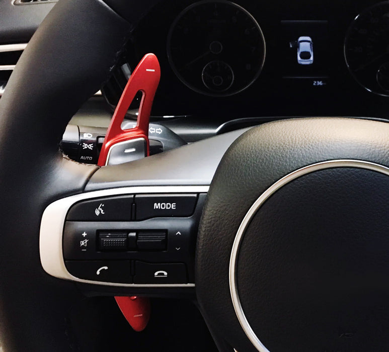 KDM GT Style Red Aluminum Larger Paddle Shifter Extensions For KIA 2021-up K5 K9