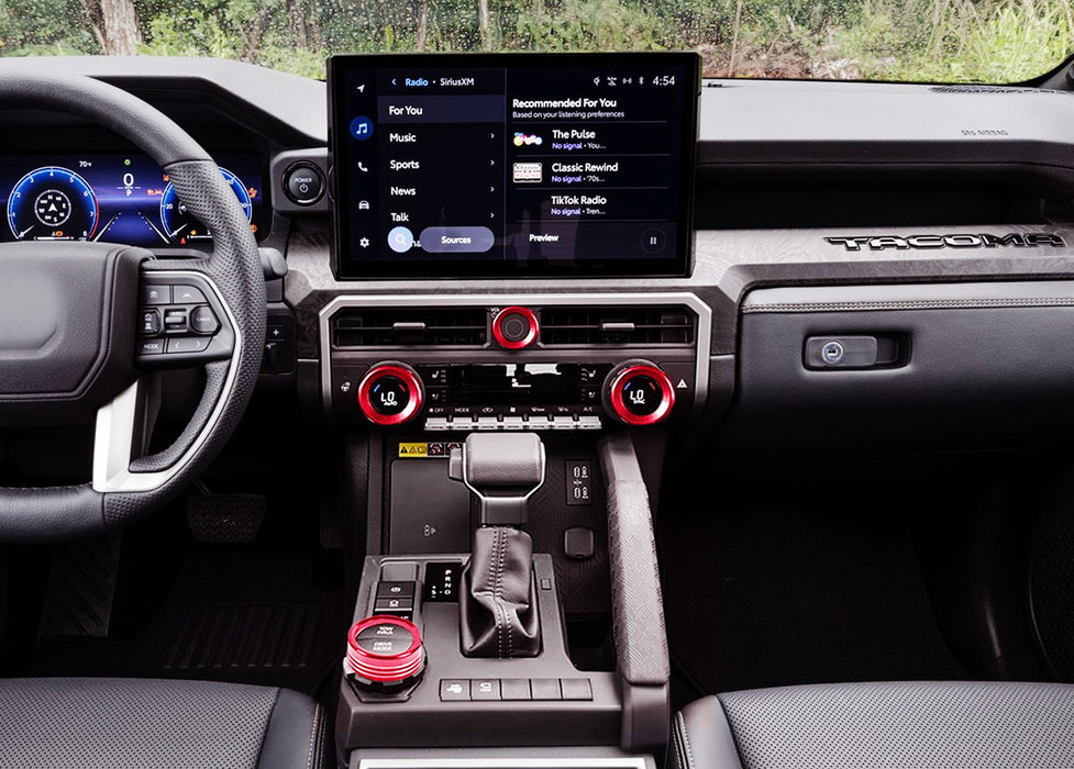 4pc Red Drive Mode, Volume/AC Knob Covers For 24+ Tacoma 25+ 4Runner 14" Screen