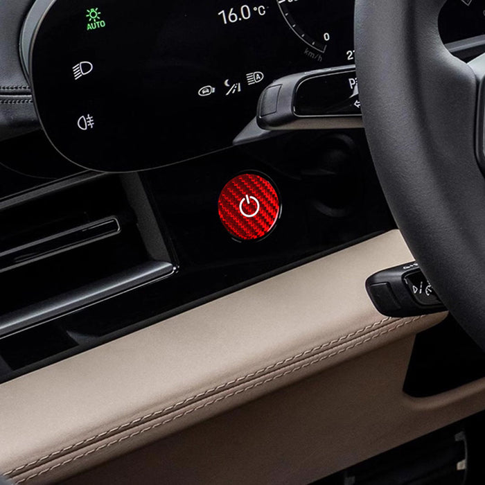 Sports Red Real Carbon Fiber Engine Start Stop Button Cover For Porsche Taycan