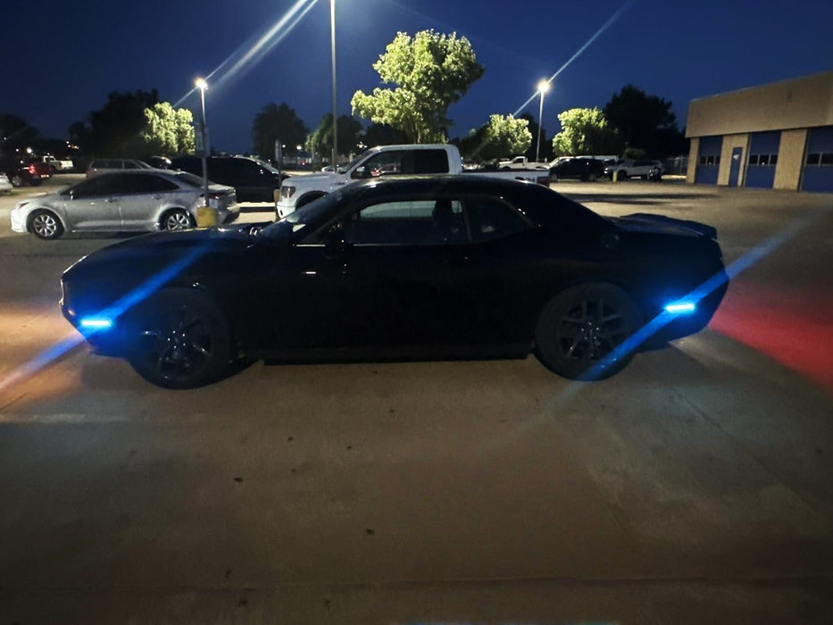 Smoked Lens All Blue Front/Rear LED Side Marker Lights 2015-24 Dodge Challenger