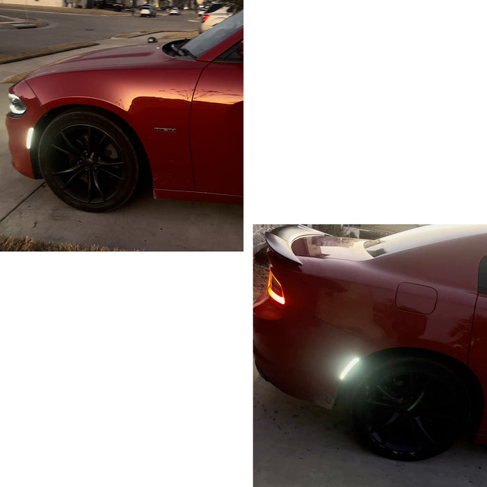 Smoked Lens Front/Rear White LED Strip Side Marker Lights For 15+ Dodge Charger
