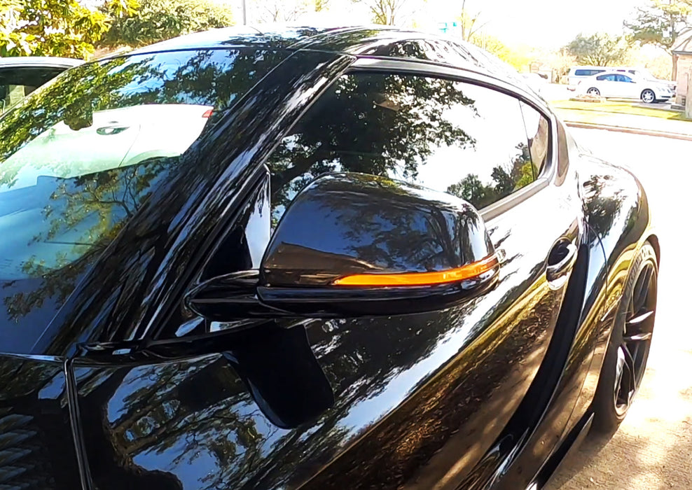 Smoke Full LED Strip Sequential Blink Side Mirror Lights For GR Supra & G29 Z4