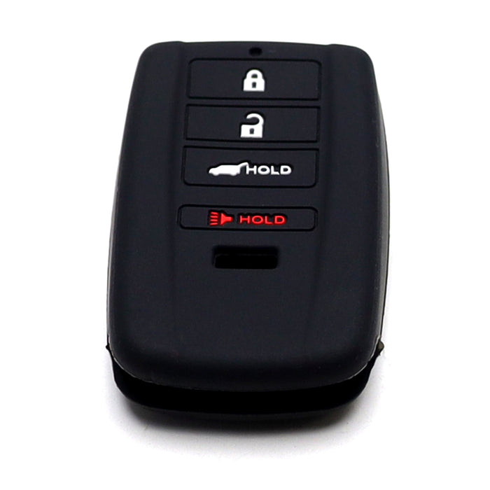 Black Silicone Key Fob Cover Case w/ White/Red Btn For Acura ILX RLX TLX RDX MDX