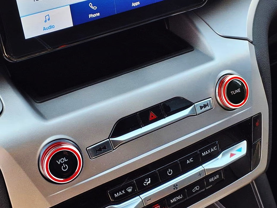Red Center Dash Stereo Radio Vol Tune Switch Knob Cover For Ford 20-24 Explorer