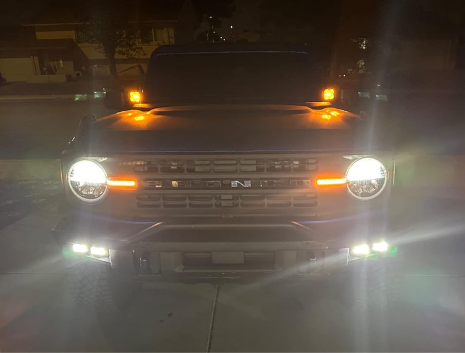 Raptor Style Dual-Pod White/Amber Switchback LED DRL For Bronco Modular Bumper