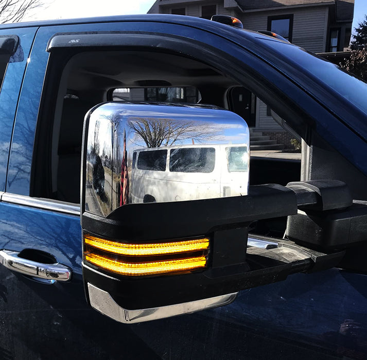 Smoke Amber Sequential Blink LED Side Mirror Lamps For 15-19 Chevy GMC 2500 3500