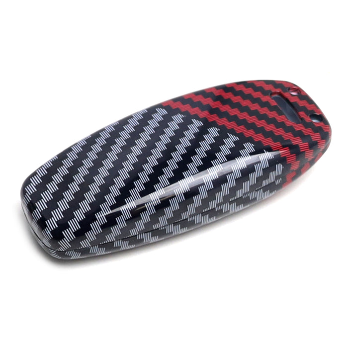 Black/Red Carbon Pattern Hard Key Cover For Audi 19-up A6 S6 A7 S7 A8 Q8 e-tron