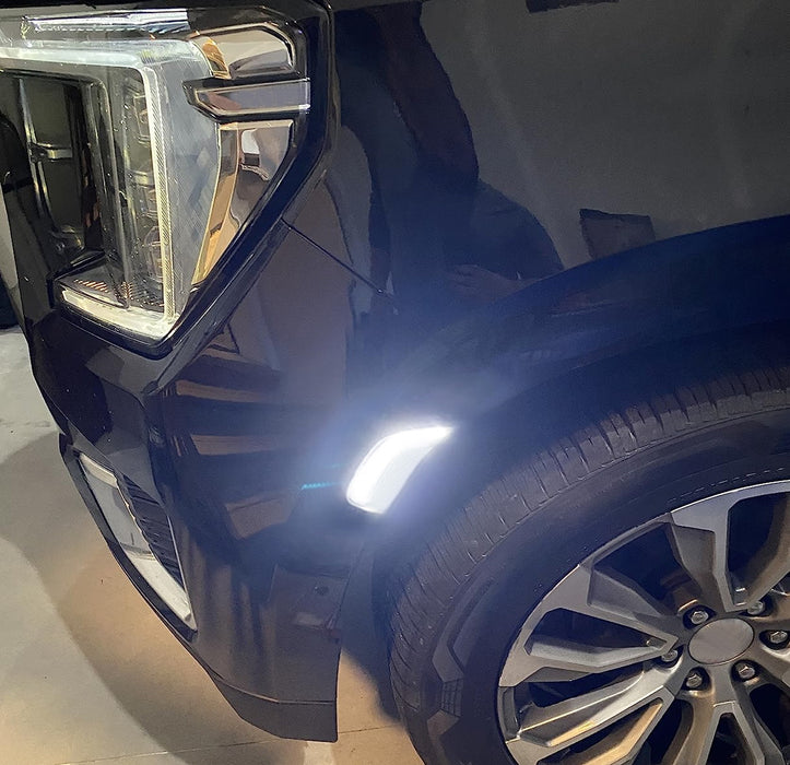 Clear Bold Arch White LED Front Side Markes For 2021-24 Yukon Suburban Escalade