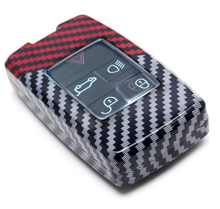 Black/Red Carbon Pattern Hard Key Cover For 18+ Ranger Rover Defender Discovery
