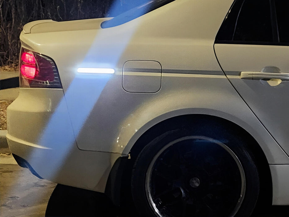 Smoke Lens All White 180-SMD Full LED Strip Side Marker Lamps For 04-08 Acura TL