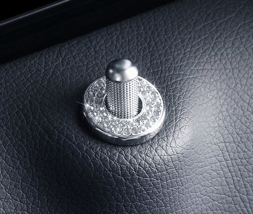 4x Round Crystal Bling Alloy Door Lock Pin Decorative Rings For Mercedes C E GLC
