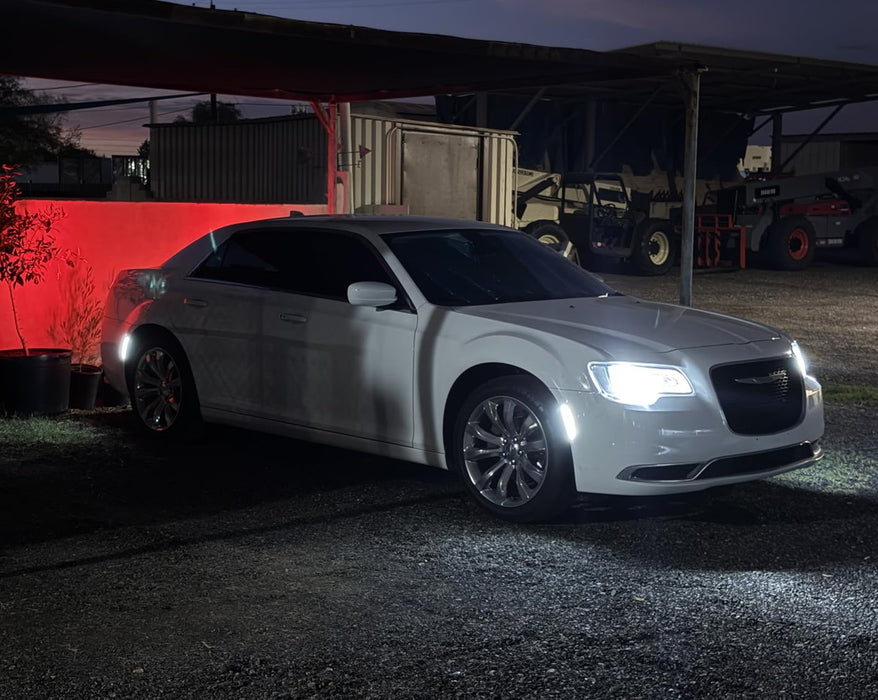 Smoked Lens All White Full LED Side Marker Light Kit For 2015-2023 Chrysler 300