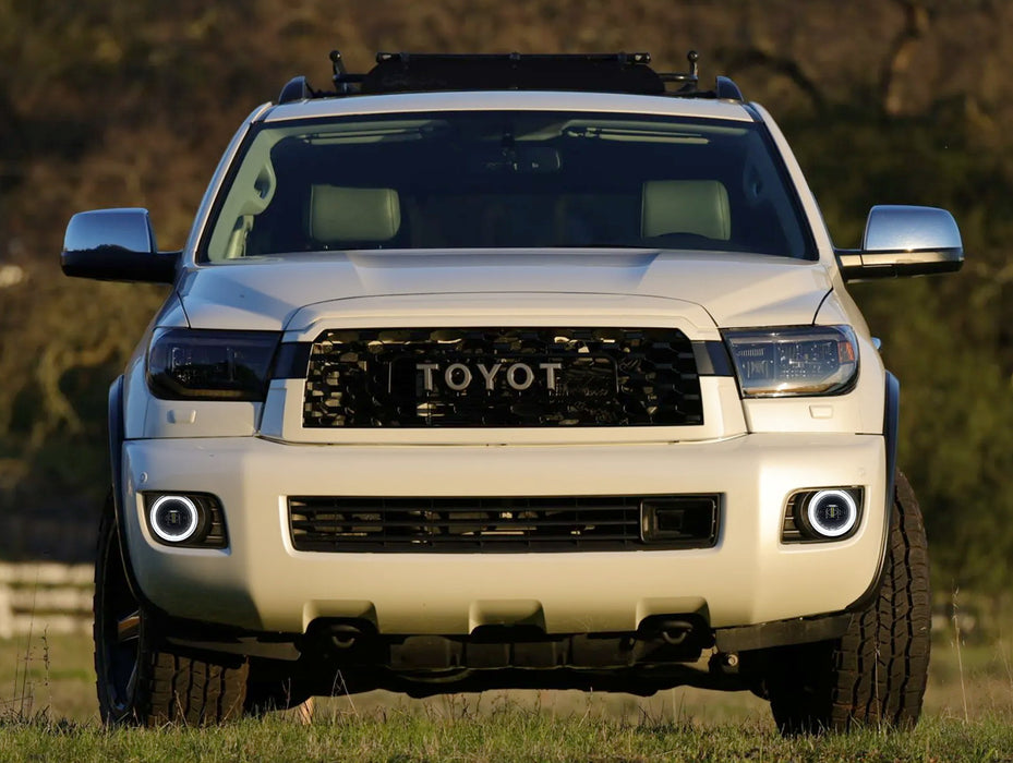 Black-Out 2-In-1 White 24W High Power LED Fog Lamps w/ Halo DRL For Toyota Truck