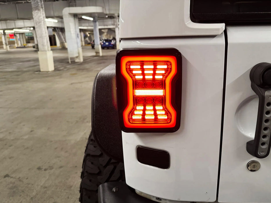 JL Style Clear Lens 4-In-1 Full LED Tail Lights For Jeep 1997-17 Wrangler JK JKU
