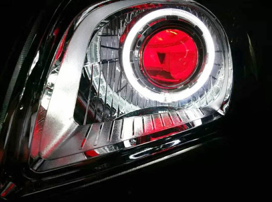 3.0" H1 Bi-Xenon Projector Lens + VW GTI Style White LED Halo Ring Shroud, Black