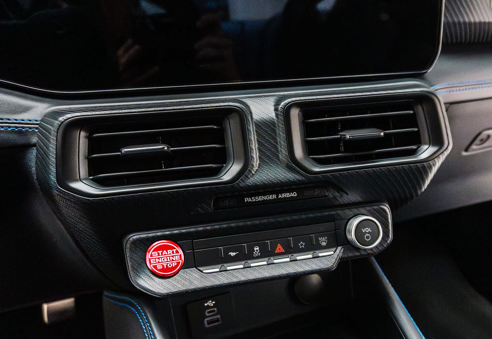 Sports Red Real Carbon Fiber Engine Start Stop Button Cover For Ford 24+ Mustang