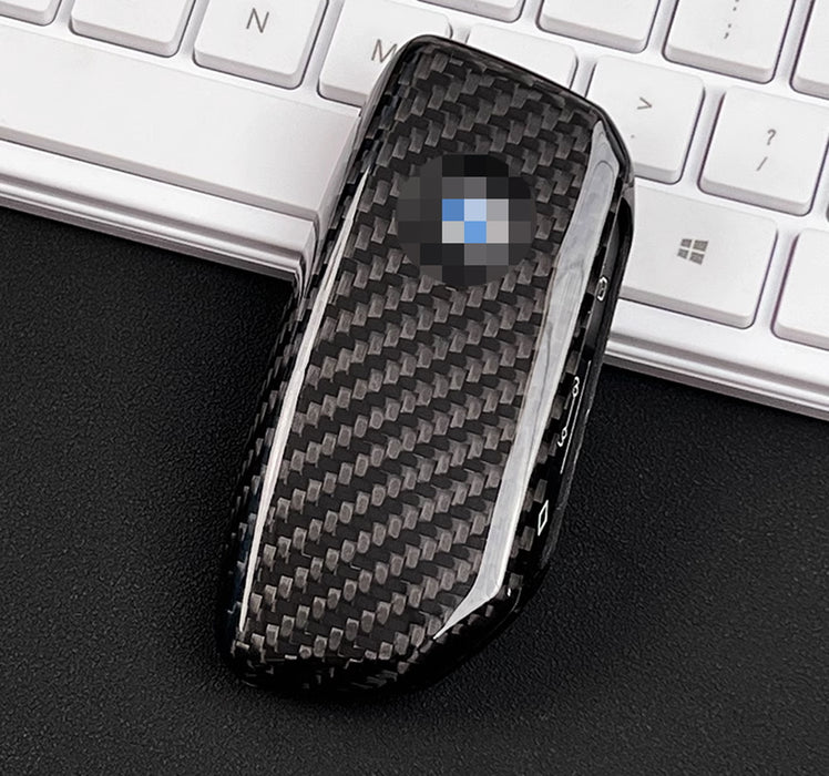 Real Black Carbon Fiber Key Fob Cover For BMW 2023+ X5 X6 X7 iX 5 7 Series i5 i7