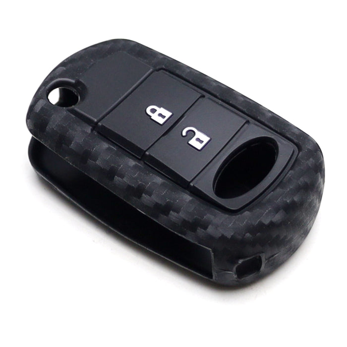 Carbon Fiber Silicone Key Cover For Land Rover LR3 Range Rover Flip Blade Key
