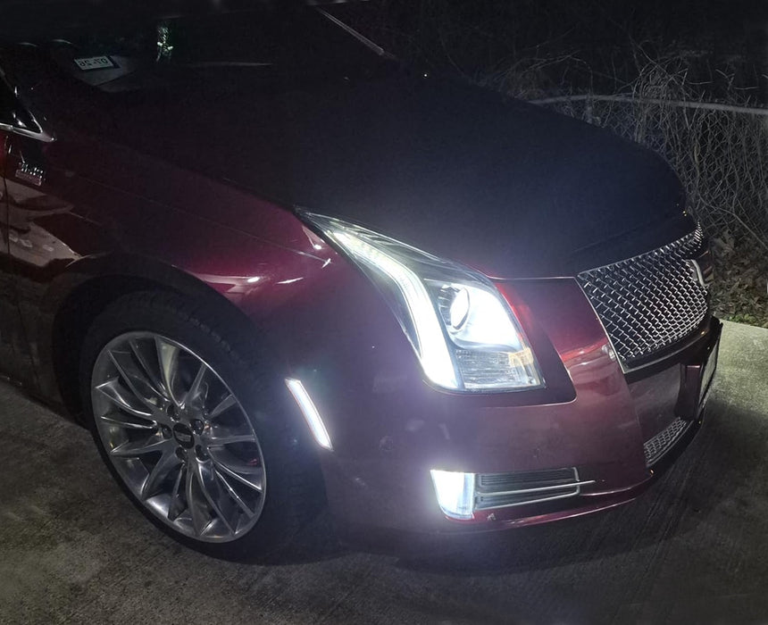 Smoked Lens White Full LED Bumper Side Marker Light Kit For 2013-17 Cadillac XTS