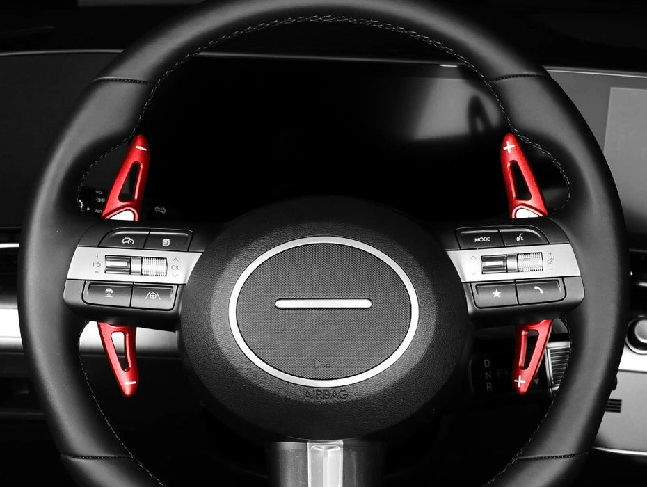 Red Aluminum Larger Paddle Shifter Extensions For Hyundai 24+ Sonata Tucson Kona