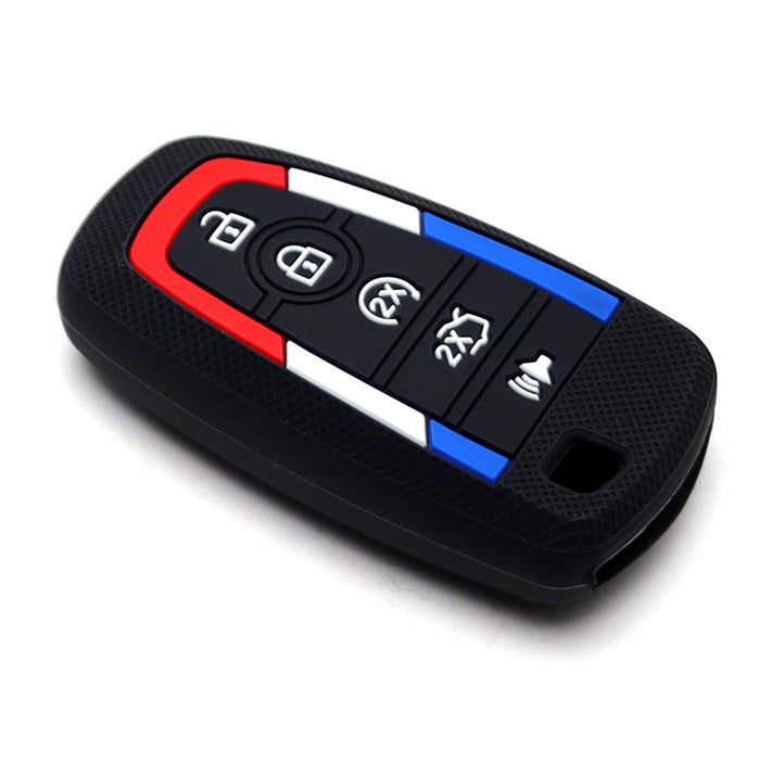 Key Fob w/ Iconic Red/White/Blue US Flag Stripe For Ford Mustang Raptor Bronco