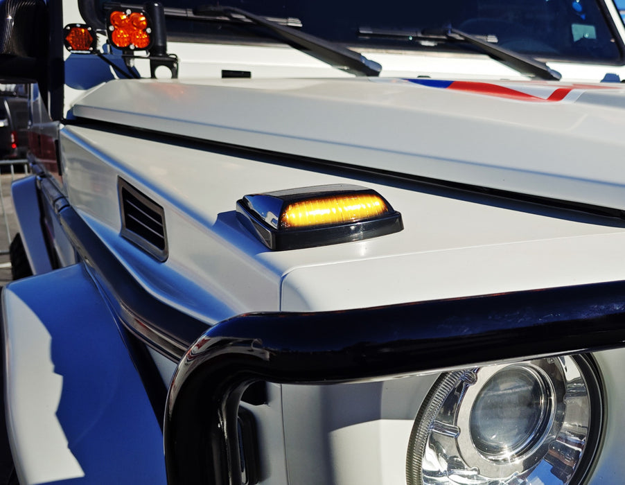 Smoked Add-On Mansory Style Amber LED Turn Signal Indicators For MB W463 G-Class