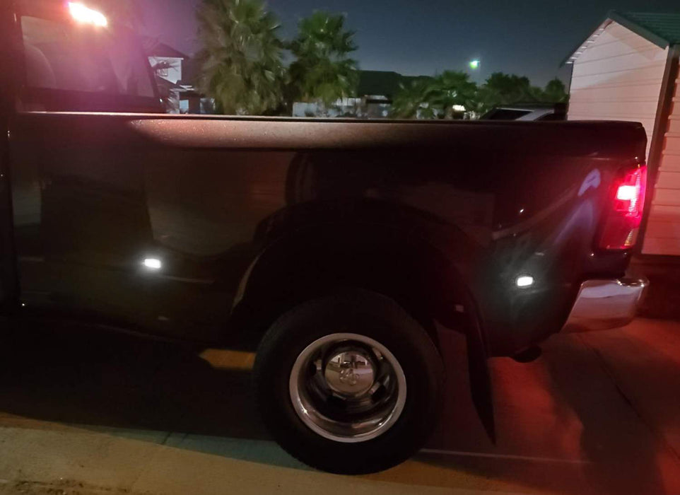 Smoke Lens Front/Rear All White LED Fender Side Marker Lamps For 2010-18 RAM DRW