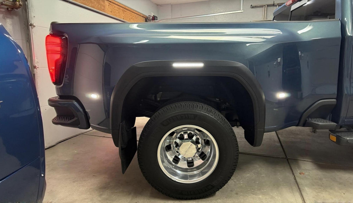 Smoke Lens All White LED Rear Fender Marker Lights For 15+ Chevy GMC 2500/3500HD