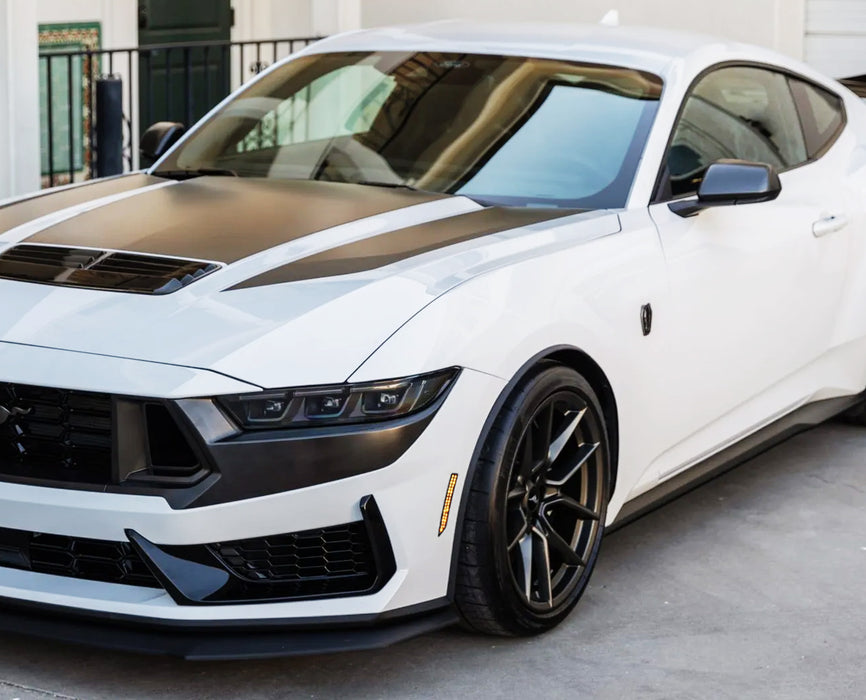 Smoke Lens Amber/Red LED Front + Rear Side Marker Light Kit For Ford 24+ Mustang