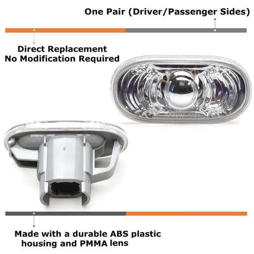 Chrome Clear Lens Side Marker Lamp Housings For JDM Honda Civic Type-R, Integra