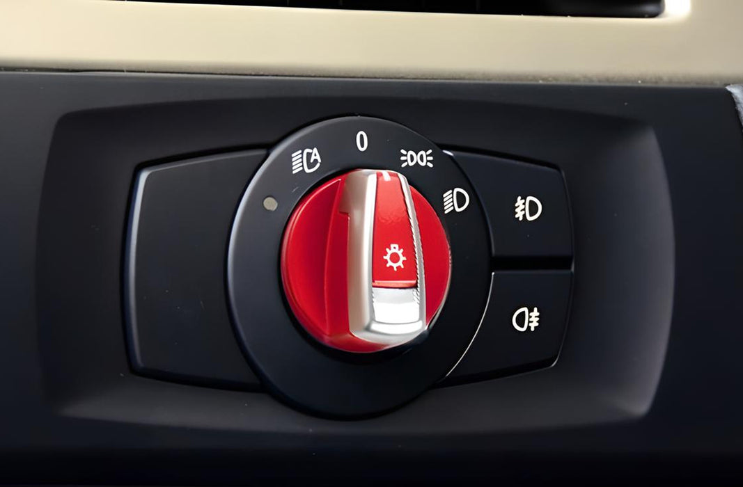 M-Sport Red Headlight Turn Knob Switch Cap Replacement For BMW E90 E92 3 Series