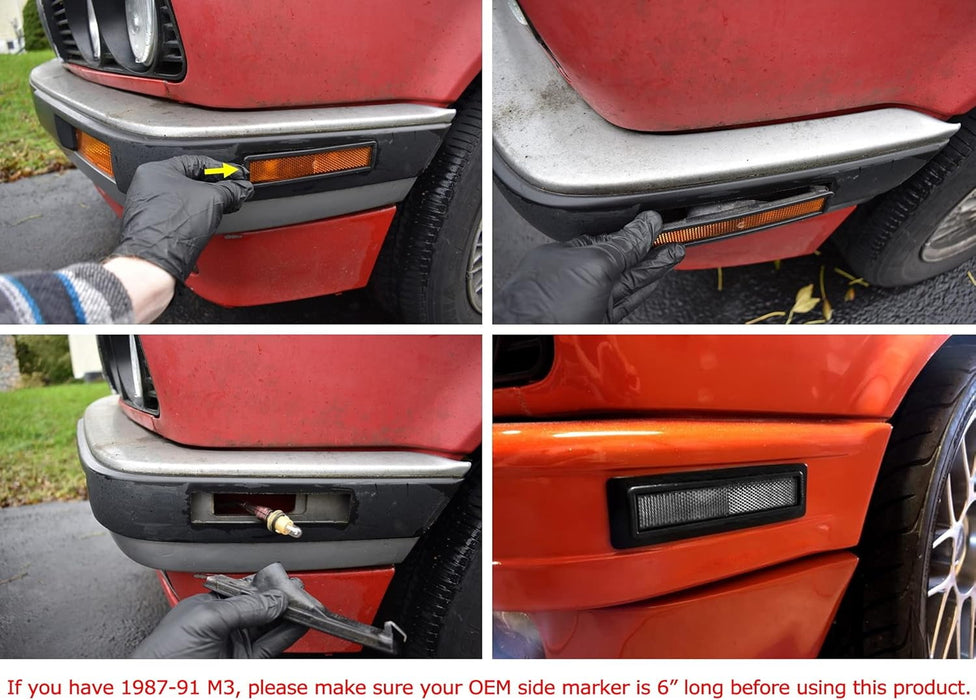 OE-Spec Red Lens Bumper Side Marker Lamp Housings For BMW E30 E34 3 5 Series