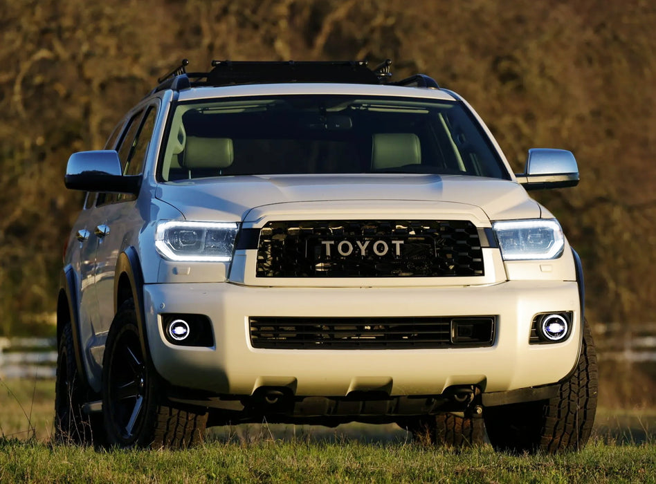 Black-Out 2-In-1 White 24W High Power LED Fog Lamps w/ Halo DRL For Toyota Truck