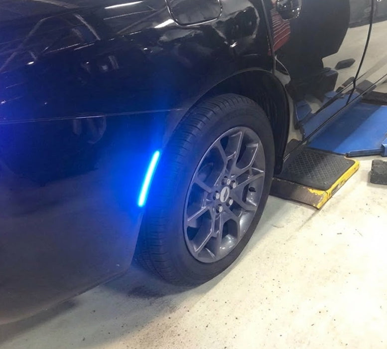 Smoked Lens Front/Rear Blue LED Strip Side Marker Lights For 15-23 Dodge Charger