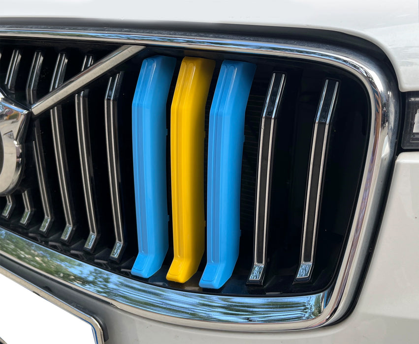 Sweden Flag Color Grille Decoration Insert Trims For 2021-up Facelift Volvo XC60