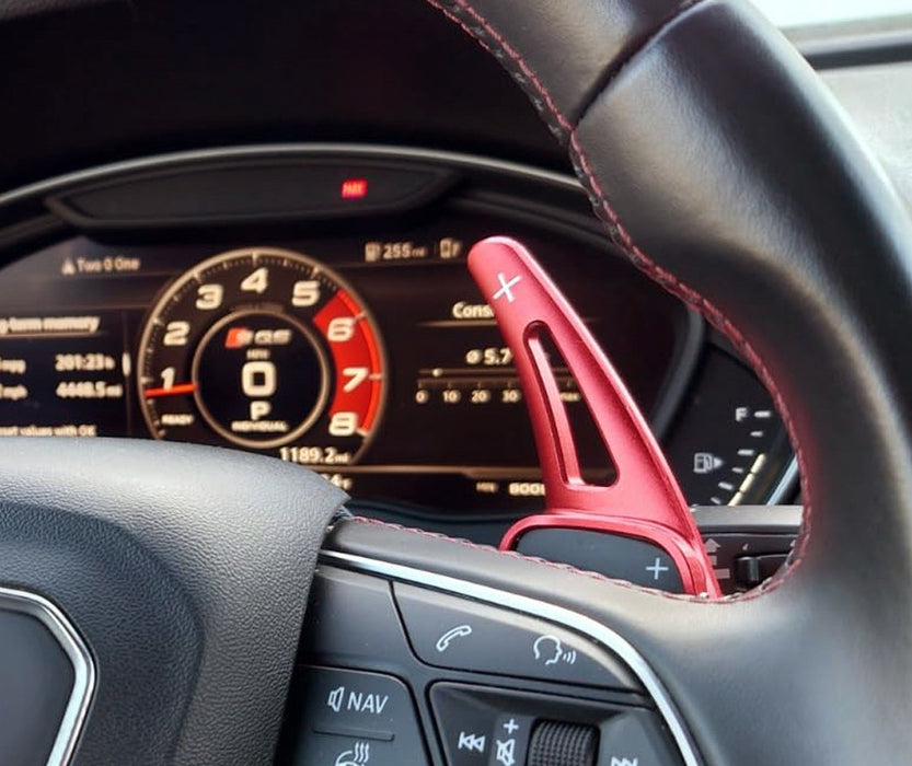 Red Aluminum Larger Paddle Shifter Extensions For Audi 25+ A5 A6 Q4 Q5 Q6 e-Tron