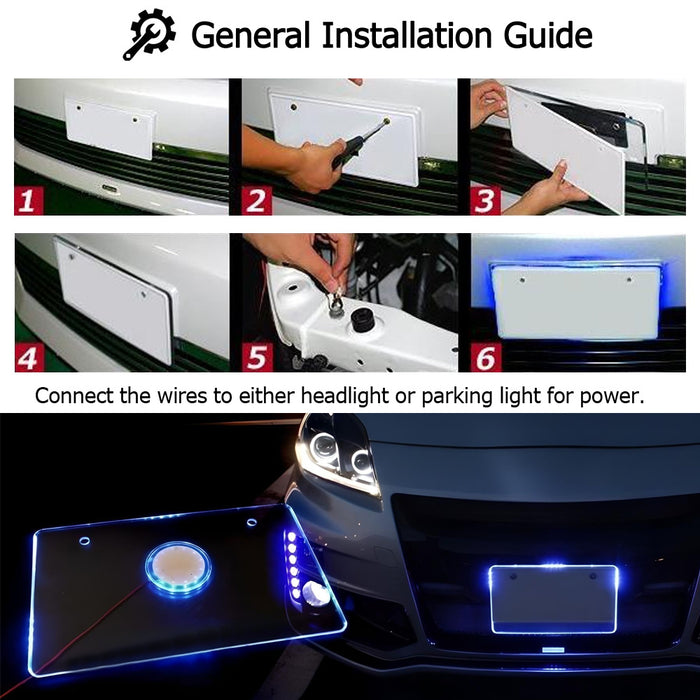 JDM Style Red LED Illuminated Background Light Frame Kit For US  License Plate