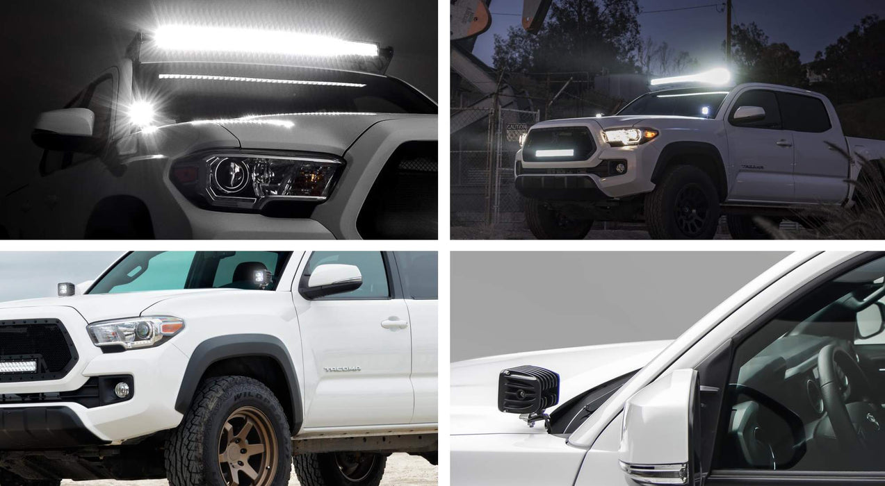 Hood Hinge A-Pillar LED Pod Ditch Light Bracket Mount For Toyota 2016-23 Tacoma