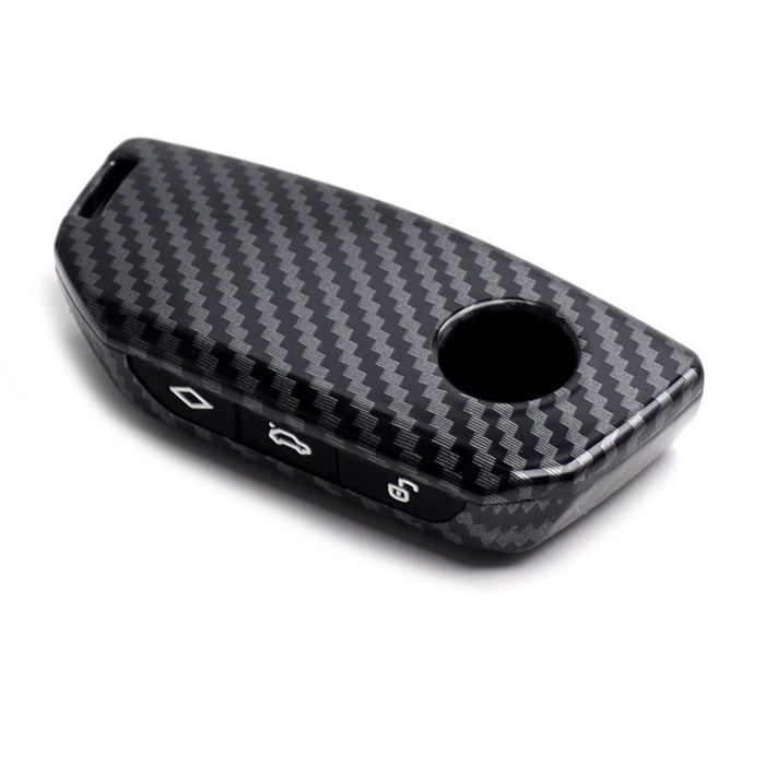 Black Carbon Pattern Plastic Key Fob Case Shell For New BMW Side Press Smart Key
