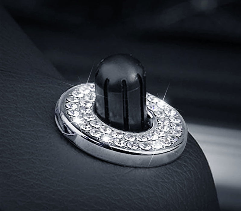 4x Round Crystal Bling Alloy Door Lock Pin Decorative Rings For Mercedes C E GLC