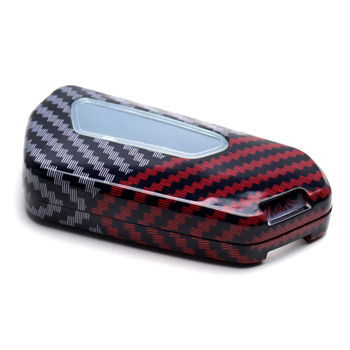 Black/Red Carbon Fiber Finish Plastic Key Fob Case Shell For VW MK8 Golf GTI ID4